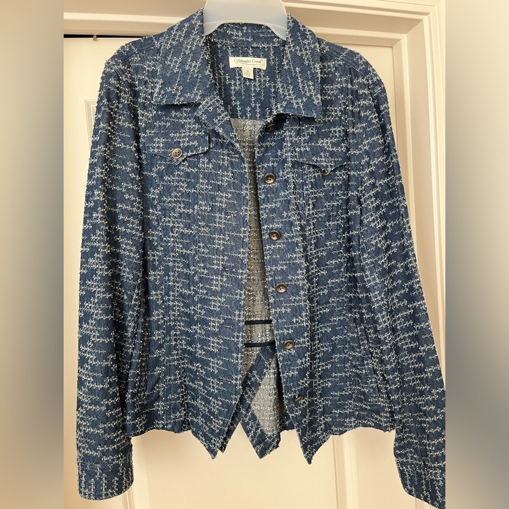 Women’s Coldwater Creek jacket - blue denim color, textured size 16